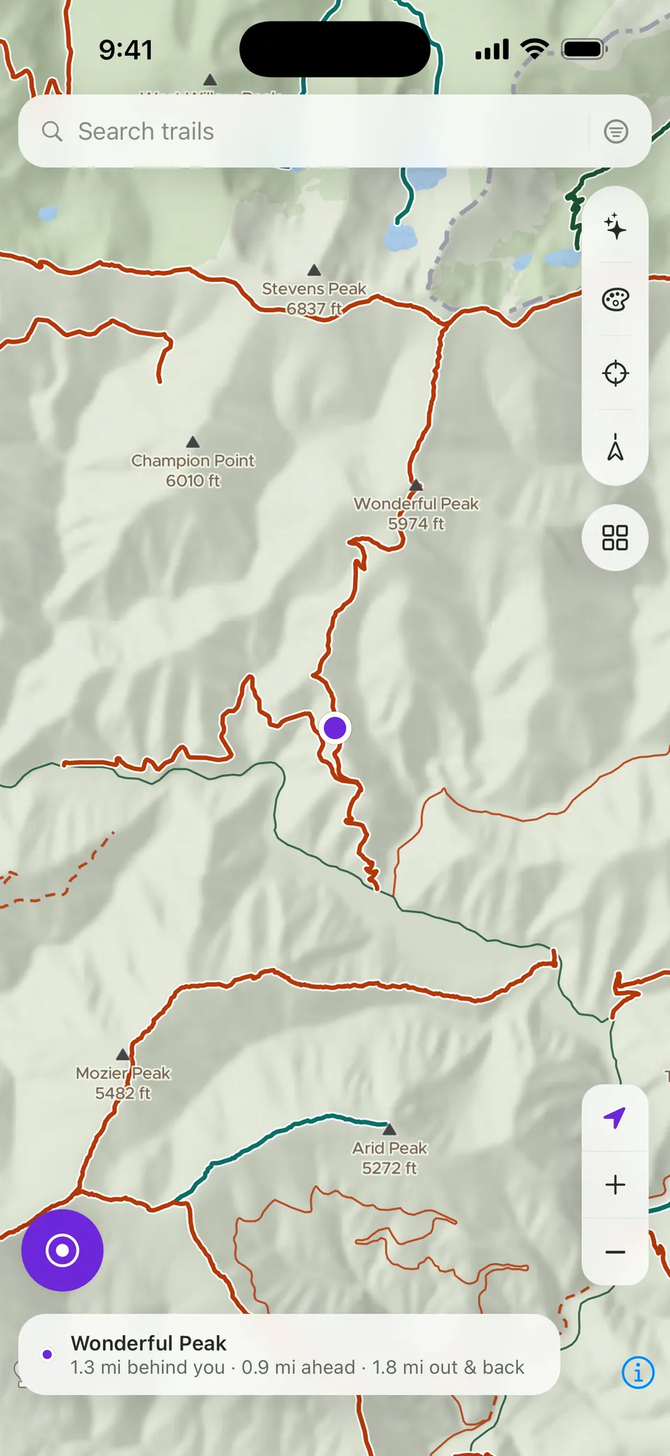 Huck showing the full trail network with no network connection.