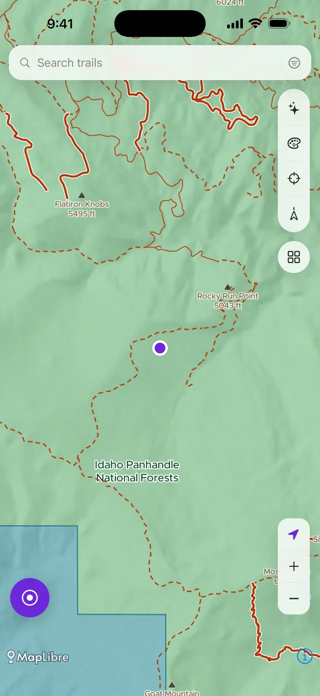 The Huck+ layers sheet with Public land switched on, showing a legend for national forest, wilderness, BLM, and state land open or closed, over a map where the ownership blocks meet along survey lines.